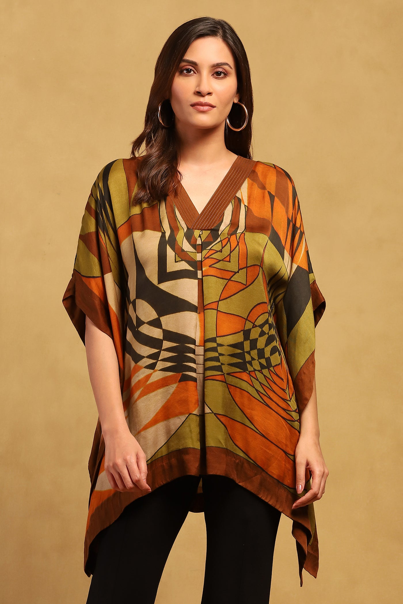 Ritu Kumar Brown Minati Kaftan Kurta indian designer wear online shopping melange singapore