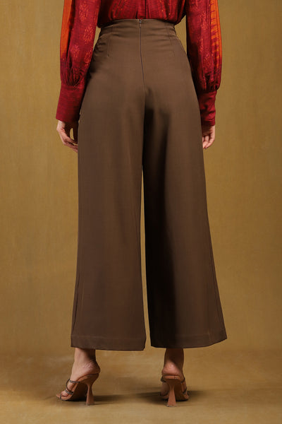 Ritu Kumar Brown Sand Flared Pant indian designer wear online shopping melange singapore