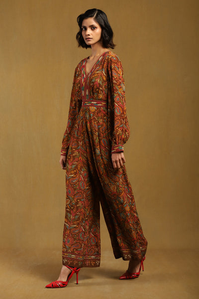 Ritu Kumar Brown Sophie Jumpsuit indian designer wear online shopping melange singapore