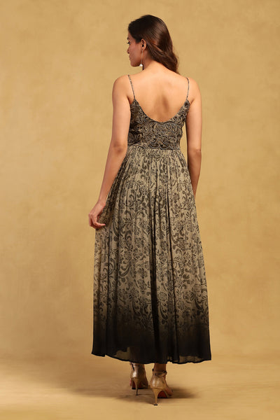 Ritu Kumar Grey Jalaj Long Dress indian designer wear online shopping melange singapore