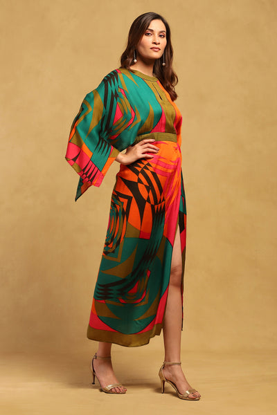 Ritu Kumar Multi Color Minati Kaftan Dress indian designer wear online shopping melange singapore