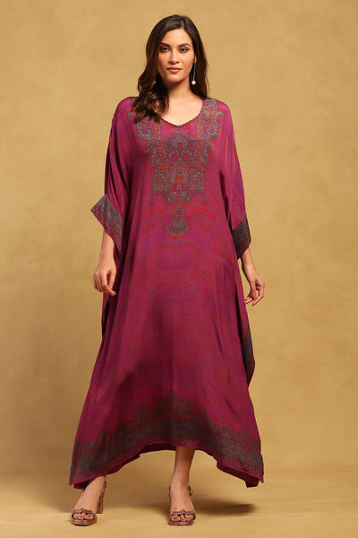 Ritu Kumar Pink Aboriginal Kaftan Dress With Camisole indian designer wear online shopping melange singapore