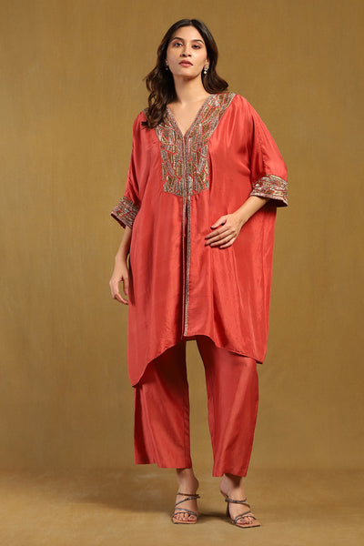 Ritu Kumar Pink Elec Solid Kurta With Palazzo indian designer wear online shopping melange singapore