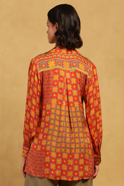 Ritu Kumar Red Phulkari Shirt indian designer wear online shopping melange singapore