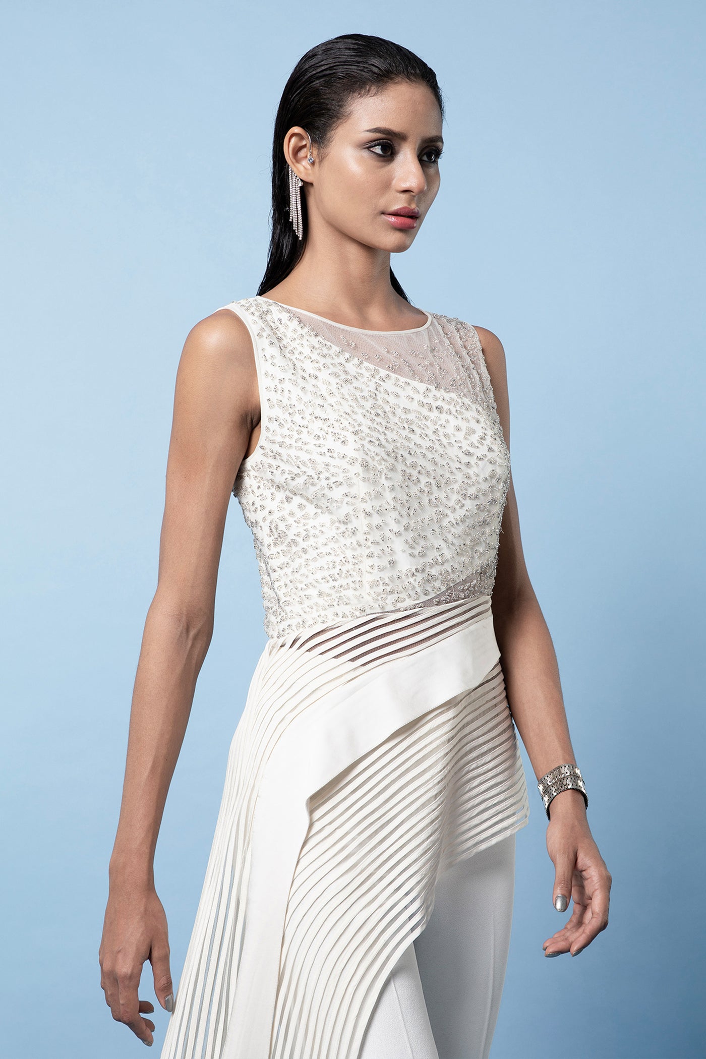 Rohit Gandhi Rahul Khanna Asymmetric Top indian designer wear online shopping melange singapore