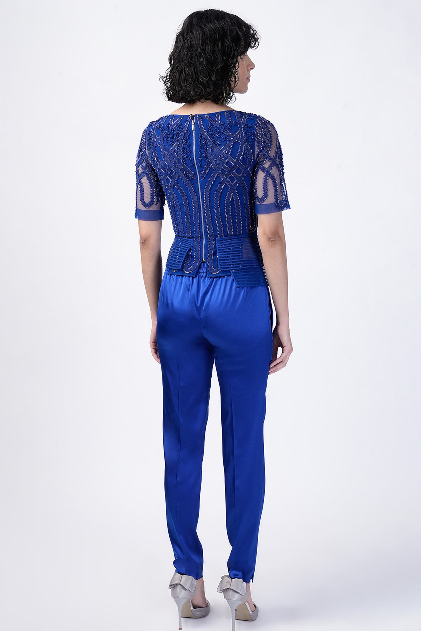 Rohit Gandhi Rahul Khanna Nautical Peplum Top ndian designer wear online shopping melange singapore