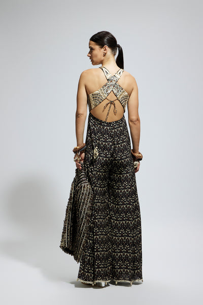 SVA Black Geo Cut-Out Jumpsuit indian designer wear online shopping melange singapore