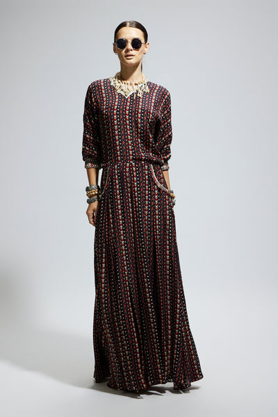 SVA Blue Printed Dolman Sleeves Jumpsuit indian designer wear online shopping melange singapore