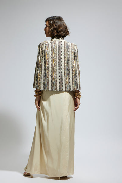 SVA Embellished And Textured Cape Jacket Set indian designer wear online shopping melange singapore