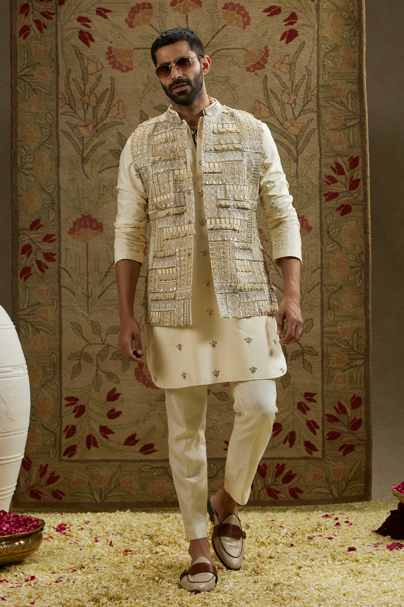 Magnolia Cream Embellished Bundi