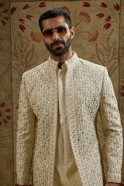 Magnolia Cream Embellished Sherwani and Pants