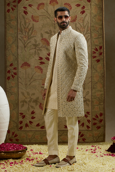 Magnolia Cream Embellished Sherwani and Pants