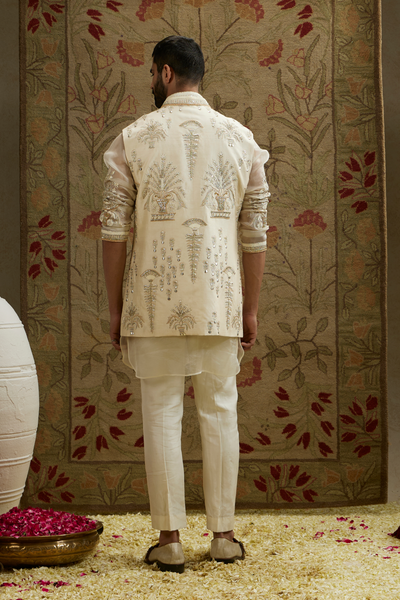 SVA Menswear Magnolia Embellished Bundi Online Shopping Melange Singapore Indian Designer Wear