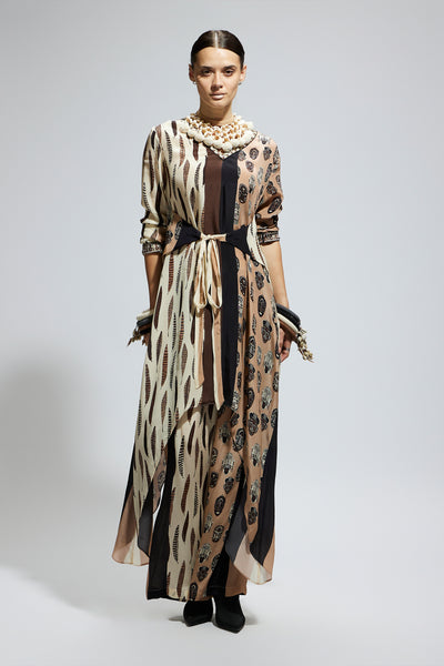 SVA Mask And Feather Print Front Tie Up Tunic indian designer wear online shopping melange singapore