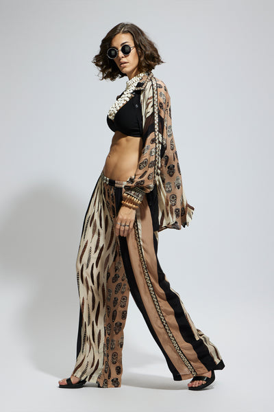 SVA Mask And Feather Print Oversized Coord Set indian designer wear online shopping melange singapore