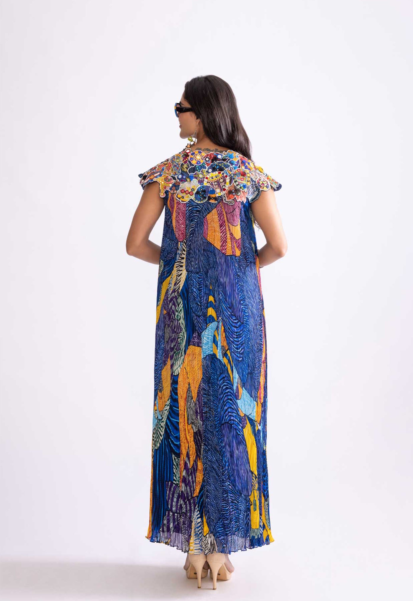 Saaksha & Kinni Floral Cape indian designer wear online shopping melange singapore