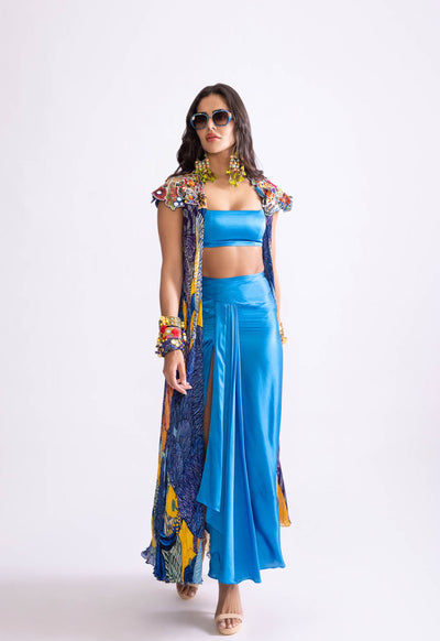 Saaksha & Kinni Floral Cape indian designer wear online shopping melange singapore