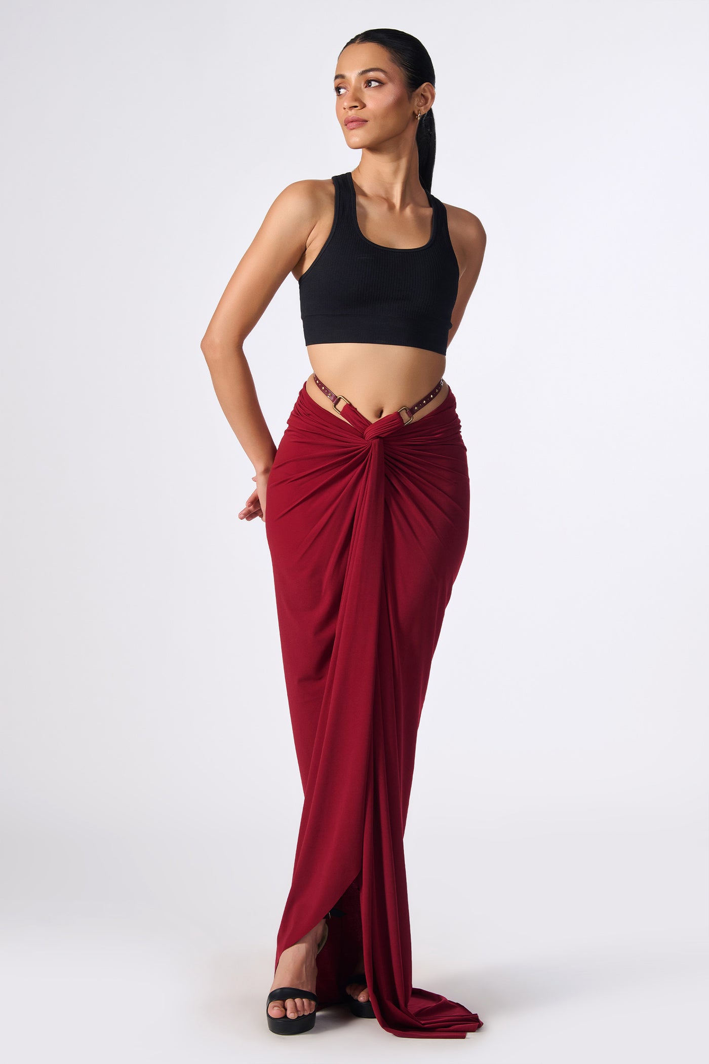 Shantanu & Nikhil Cherry Twisted Drape Skirt indian designer wear online shopping melange singapore