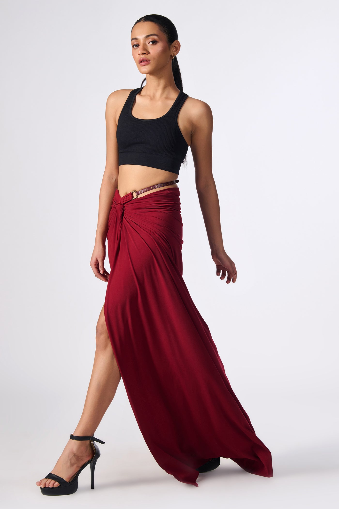 Shantanu & Nikhil Cherry Twisted Drape Skirt indian designer wear online shopping melange singapore