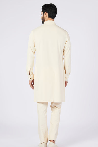 Shantanu & Nikhil Menswear Off white embroidered kurta indian designer wear online shopping melange singapore