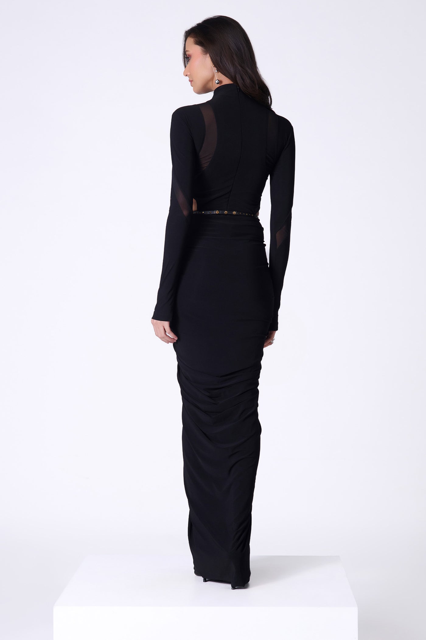 Shantanu & Nikhil Black Draped Saree Gown indian designer wear online shopping melange singapore