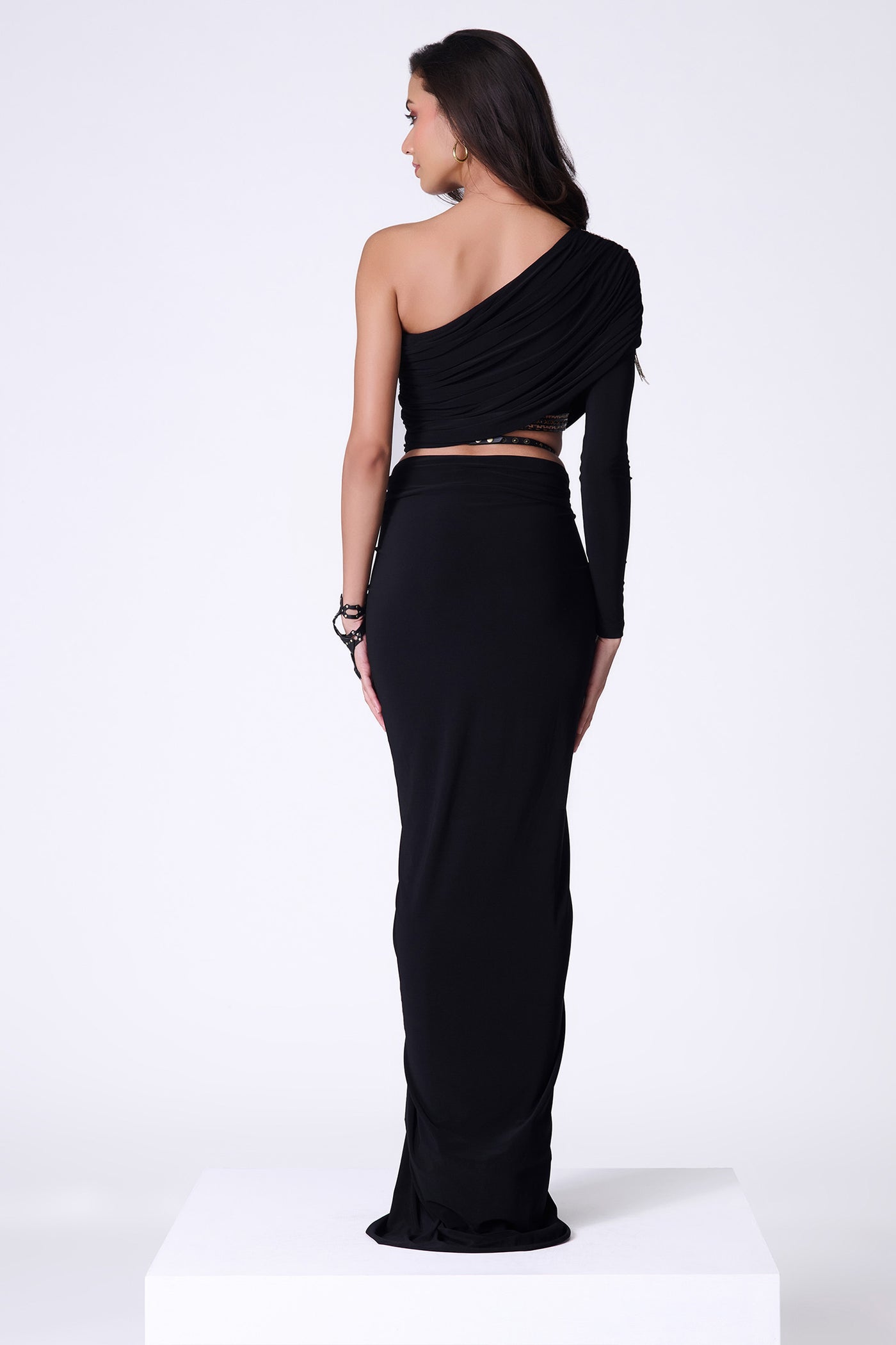 Shantanu & Nikhil Black One-Shoulder Top indian designer wear online shopping melange singapore