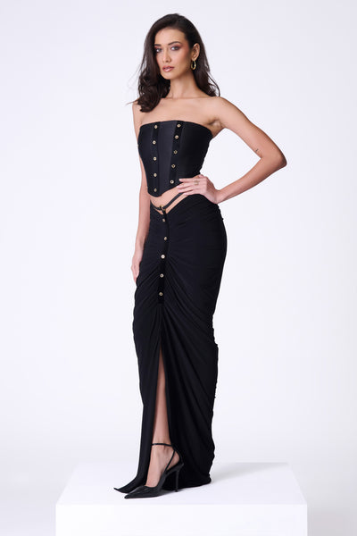 Shantanu & Nikhil Black Pleated Corset indian designer wear online shopping melange singapore
