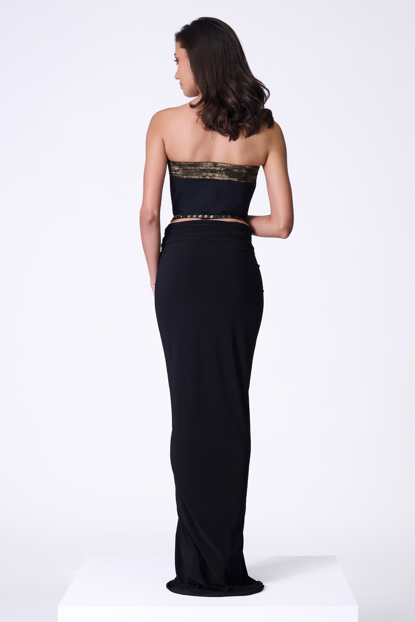 Shantanu & Nikhil Black Textured Corset indian designer wear online shopping melange singapore