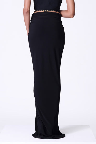 Shantanu & Nikhil Black Twisted Drape Skirt indian designer wear online shopping melange singapore