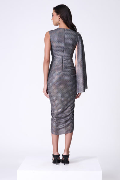 Shantanu & Nikhil Braid Printed Drape Dress indian designer wear online shopping melange singapore
