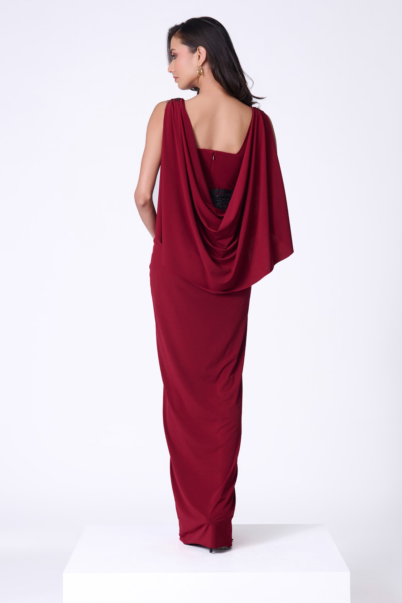 Shantanu & Nikhil Cherry Cape Gown indian designer wear online shopping melange singapore