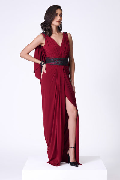 Shantanu & Nikhil Cherry Cape Gown indian designer wear online shopping melange singapore