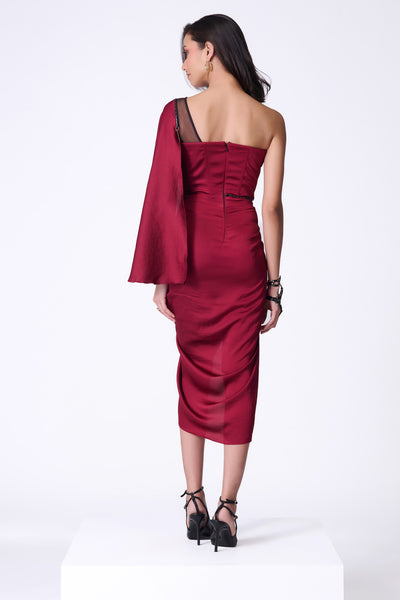 Shantanu & Nikhil Cherry One-Shoulder Corset Dress indian designer wear online shopping melange singapore