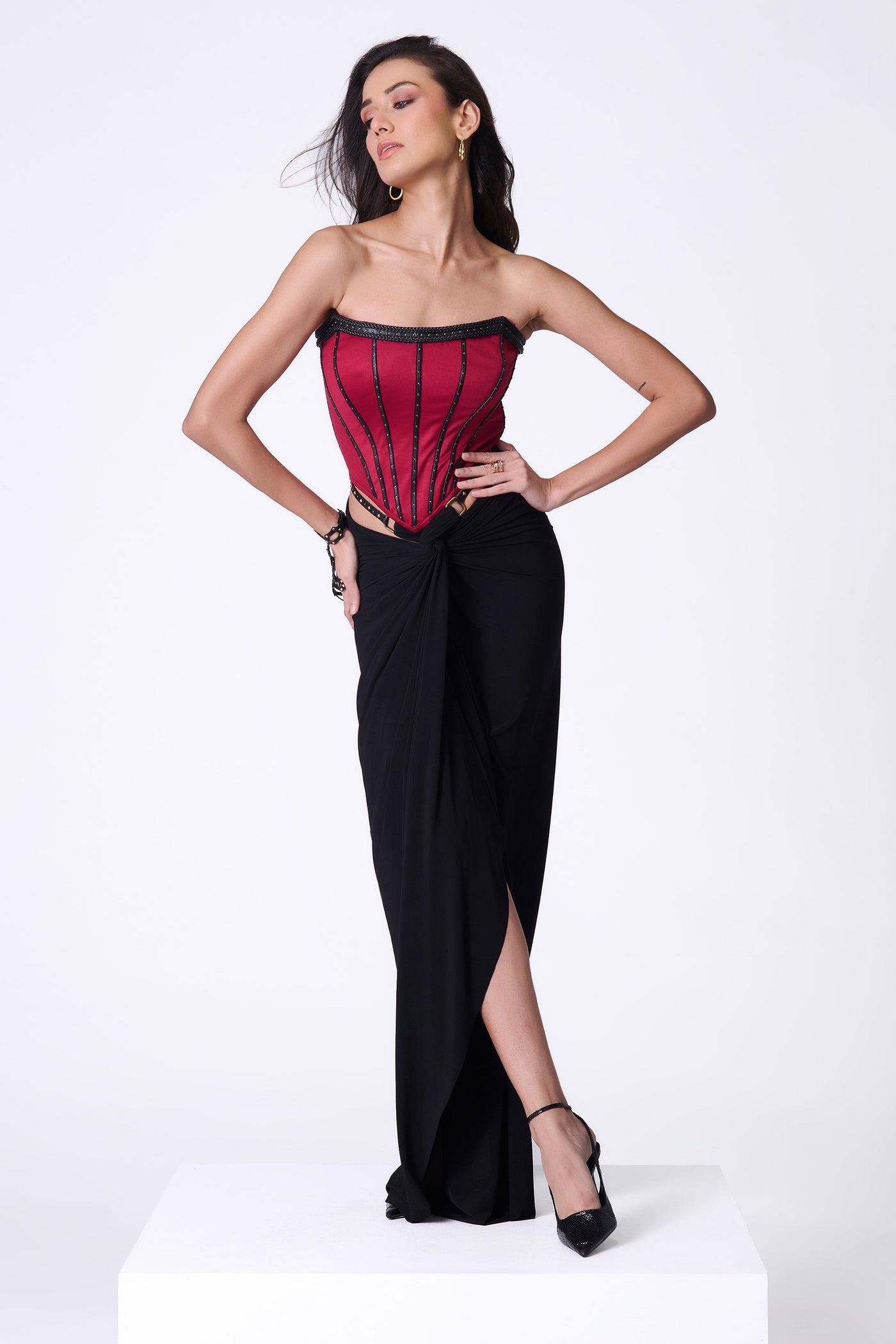 Shantanu & Nikhil Cherry Structured Corset Top indian designer wear online shopping melange singapore