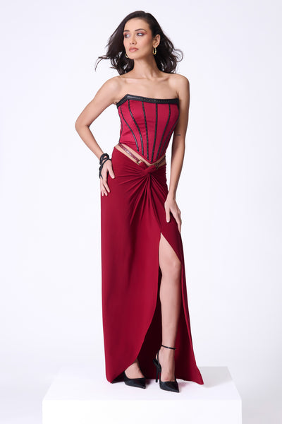 Shantanu & Nikhil Cherry Twisted Drape Skirt indian designer wear online shopping melange singapore