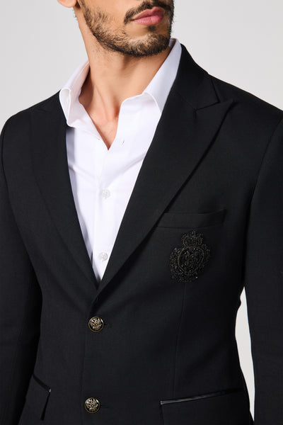 Shantanu & Nikhil Menswear Black Crested Jacket indian designer wear online shopping melange singapore