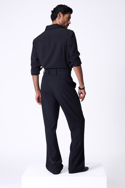 Shantanu & Nikhil Menswear Black Shirt With Swarovski Detailing indian designer wear online shopping melange singapore
