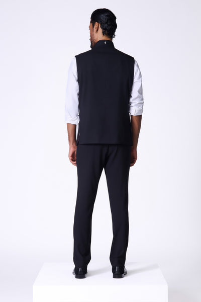 Shantanu & Nikhil Menswear Black Waistcoat with Metallic Buttons indian designer wear online shopping melange singapore
