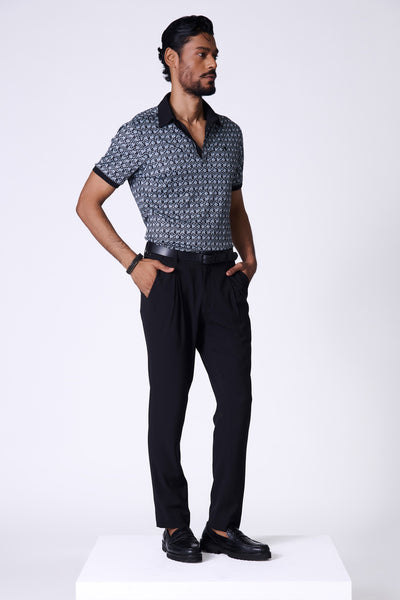 Shantanu & Nikhil Menswear Braid Printed Crepe Jersey T-Shirtindian designer wear online shopping melange singapore