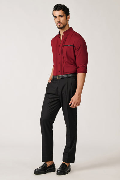 Shantanu & Nikhil Menswear Cherry Band Collar Shirt indian designer wear online shopping melange singapore