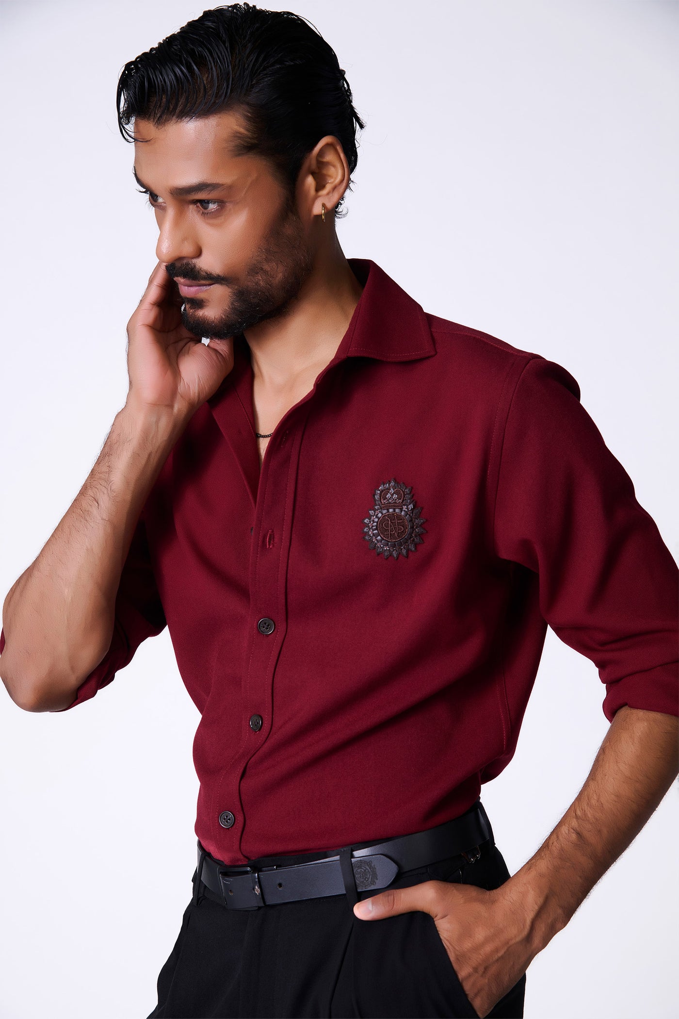 Shantanu & Nikhil Menswear Cherry Crested Shirt indian designer wear online shopping melange singapore