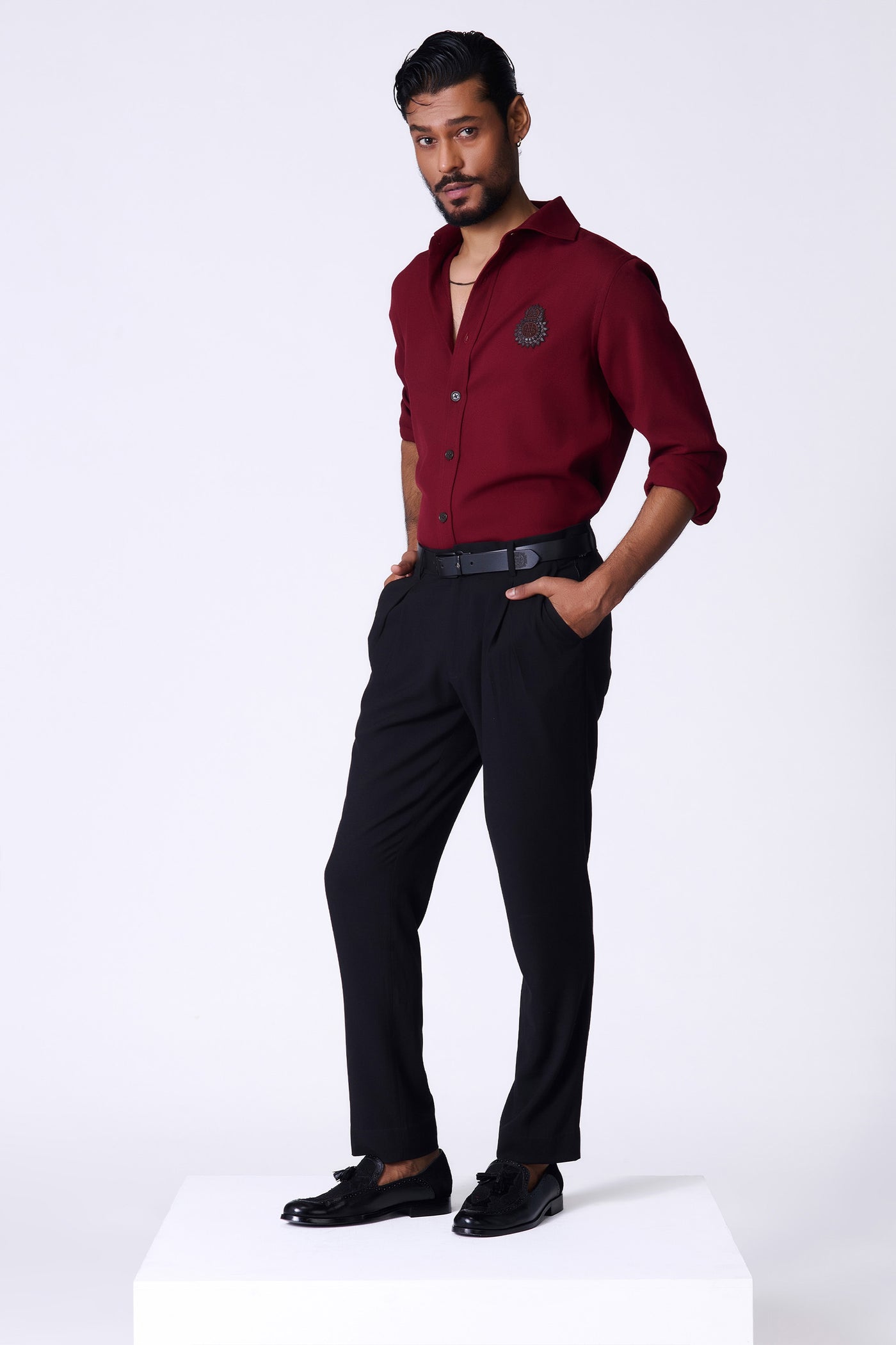 Shantanu & Nikhil Menswear Cherry Crested Shirt indian designer wear online shopping melange singapore