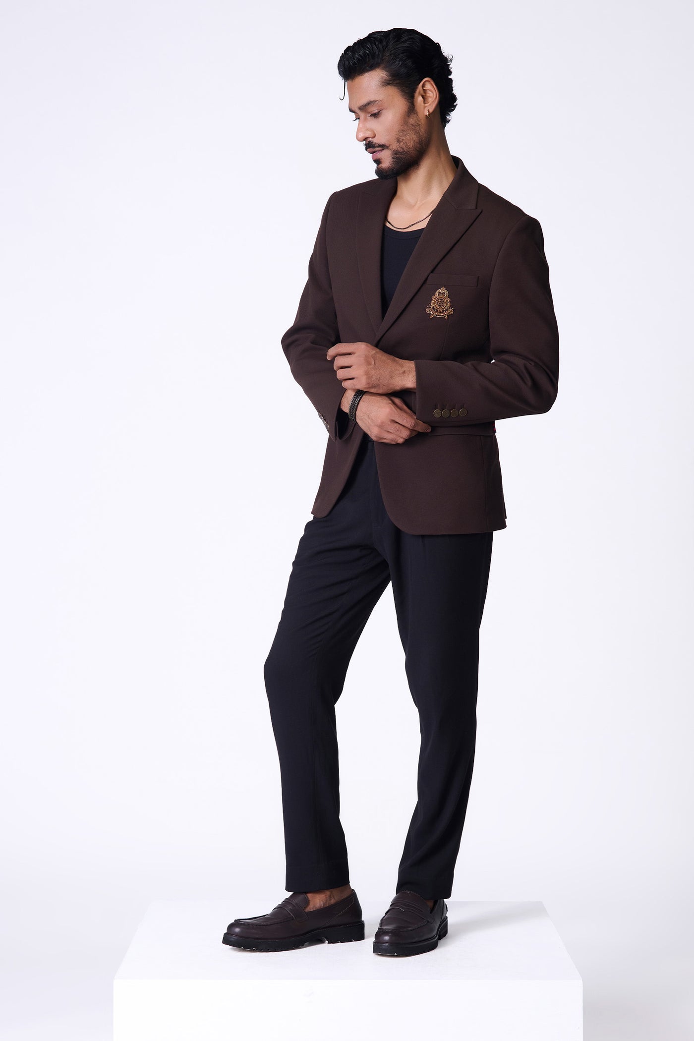 Shantanu & Nikhil Menswear Choco Crested Jacket indian designer wear online shopping melange singapore