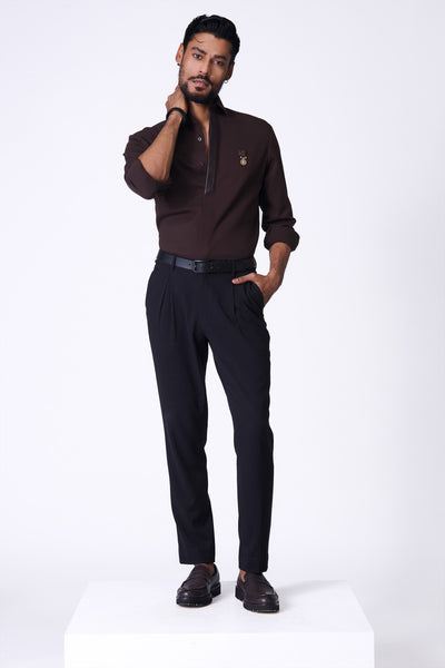 Shantanu & Nikhil Menswear Choco Slim Fit Shirt indian designer wear online shopping melange singapore