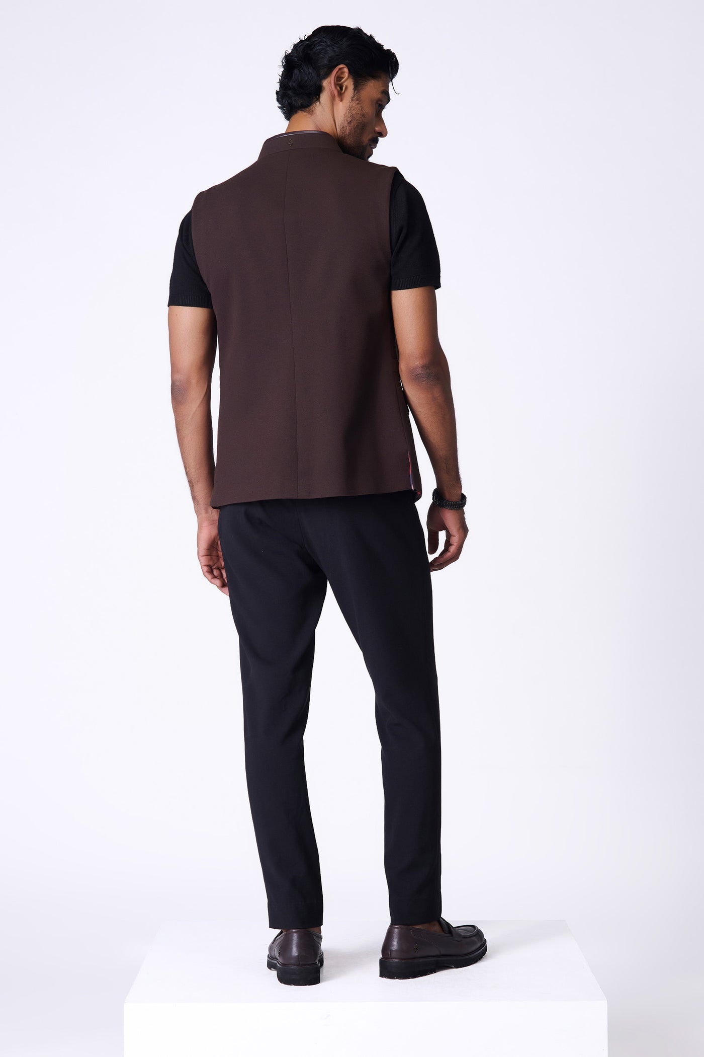 Shantanu & Nikhil Menswear Choco Waistcoat with Zipper indian designer wear online shopping melange singapore
