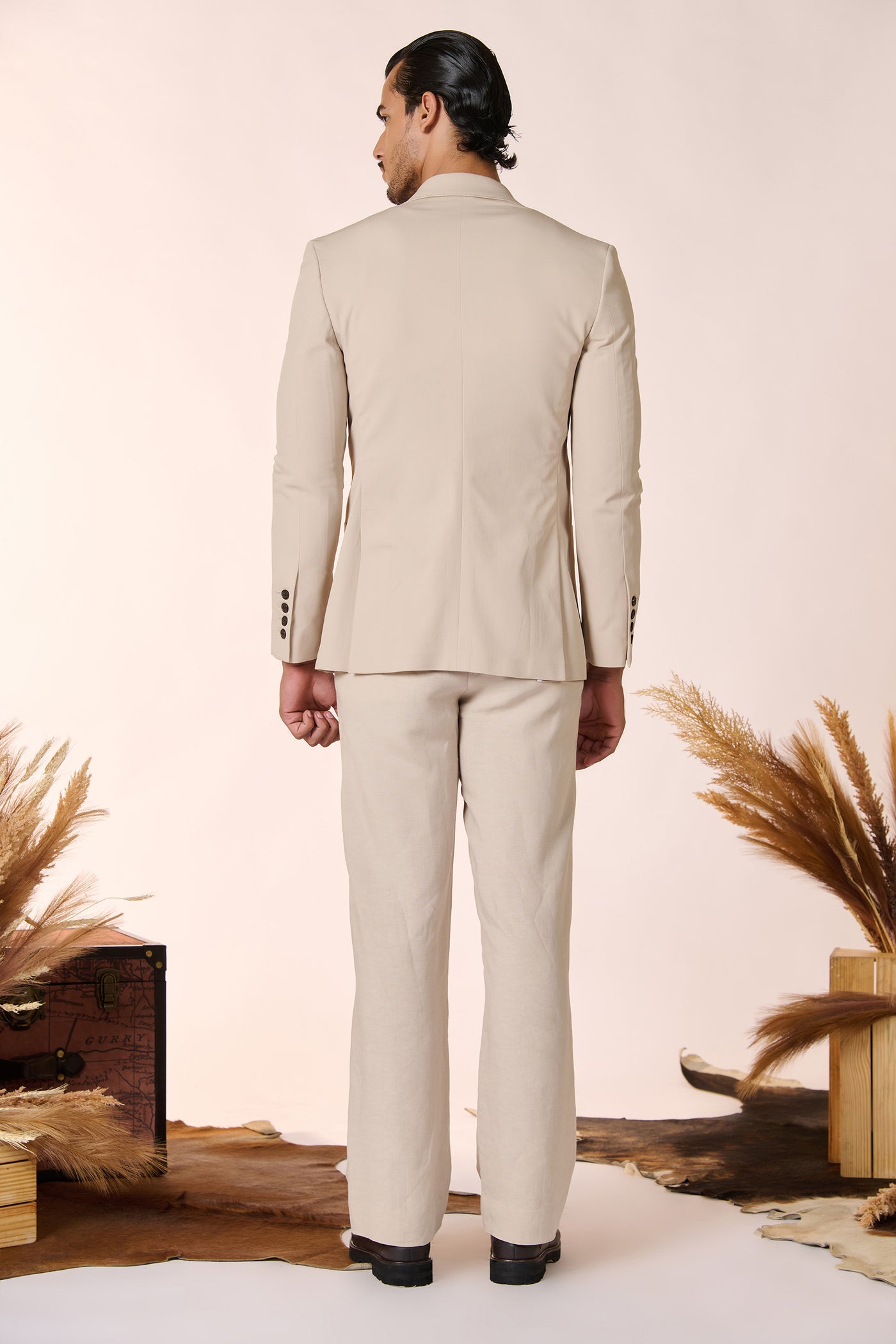 Shantanu And Nikhil Menswear Ecru Crested Jacket indian designer wear online shopping melange singapore