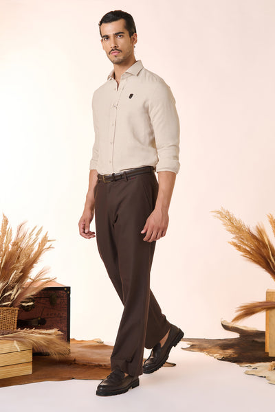 Shantanu & Nikhil Menswear Ecru Linen Shirt indian designer wear online shopping melange singapore