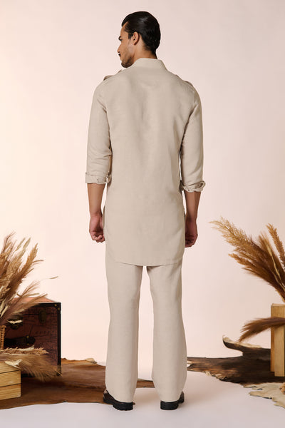 Shantanu And Nikhil Menswear Ecru Slim Fit Kurta indian designer wear online shopping melange singapore