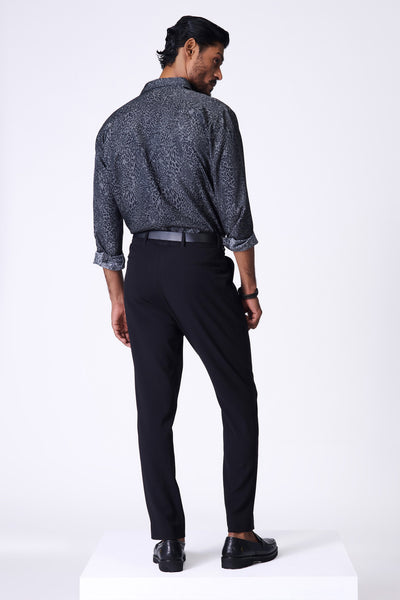 Shantanu & Nikhil Menswear Grey Leopard Print Shirt indian designer wear online shopping melange singapore