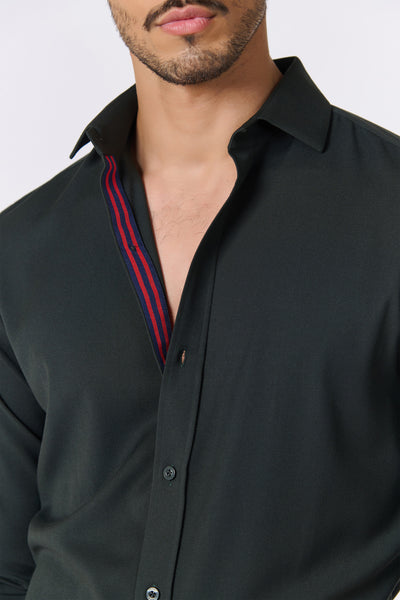 Shantanu & Nikhil Menswear Military Green Adamas Shirt indian designer wear online shopping melange singapore